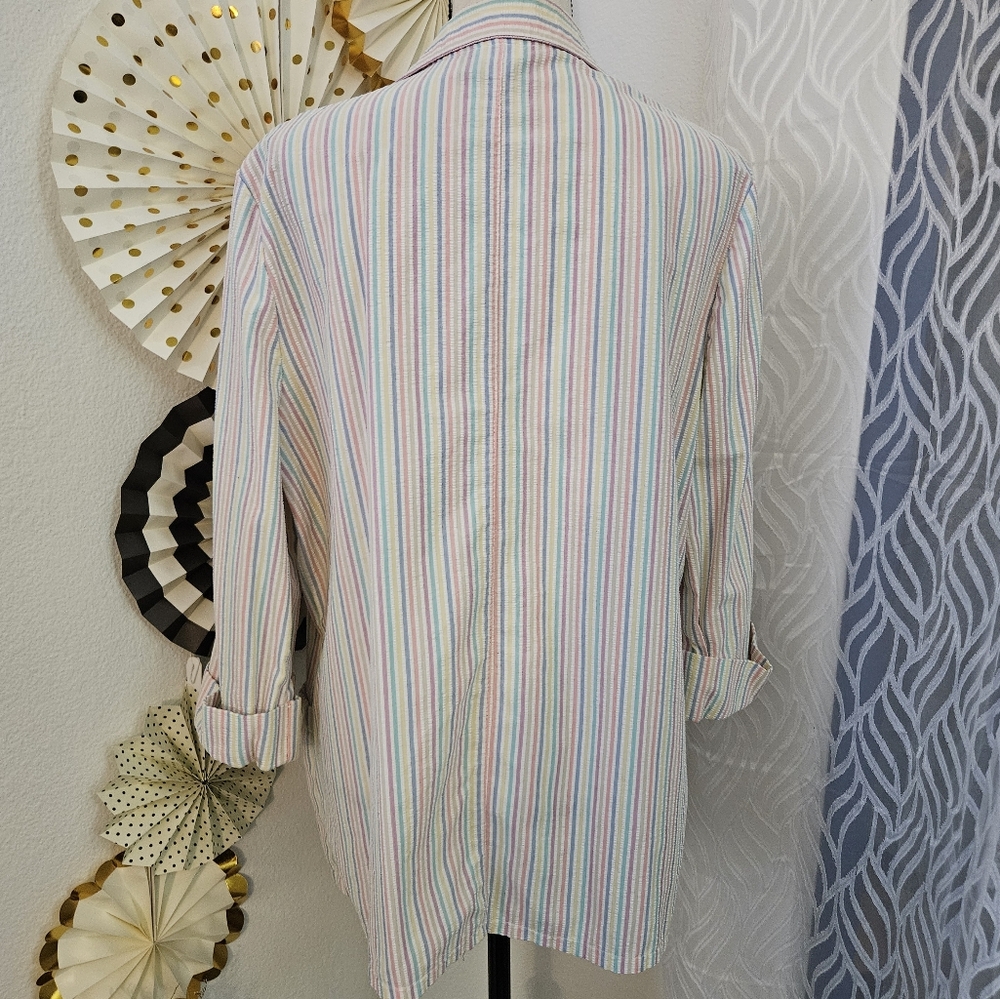 Vintage The Season Ticket | Pastel Striped Open Blazer | Size 40 View 4
